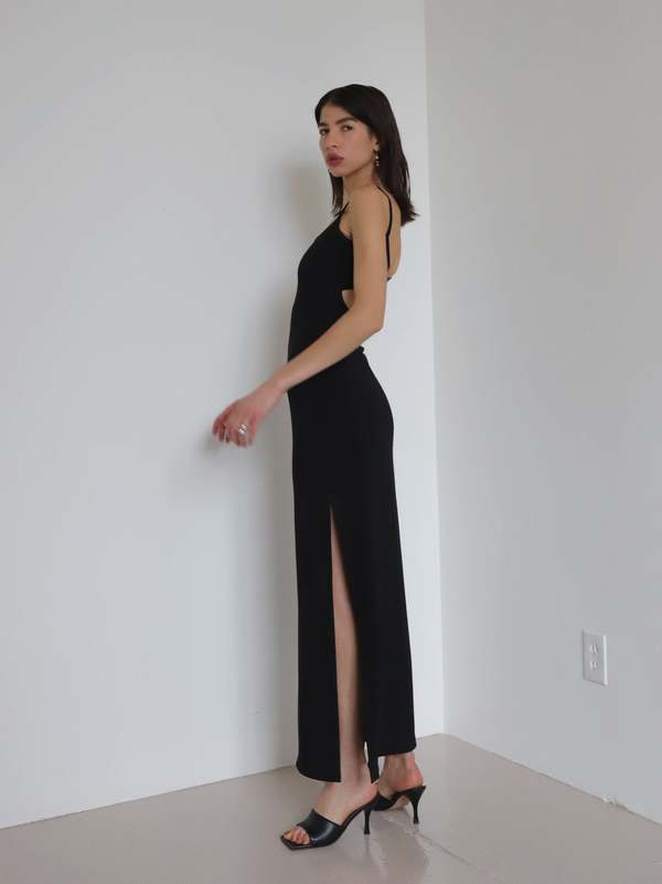 Vintage Dear Society 90s Slinky Maxi Dress - Black | Garmentory