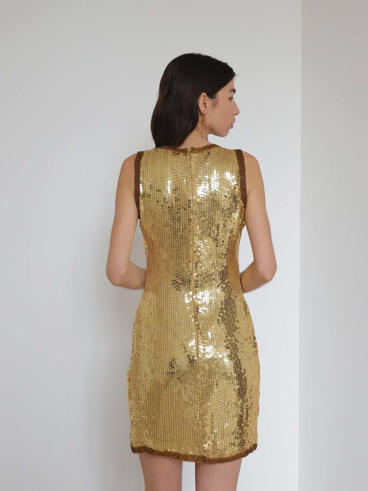slim fit dress slacks 1950's Yma Sumac Custom Couture Metallic Gold Hourglass Trained Dress main image 0