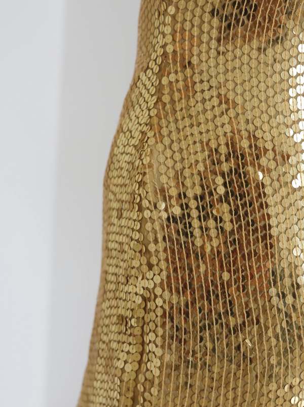 Vintage Silk Sequin Mini Dress - Gold | Garmentory