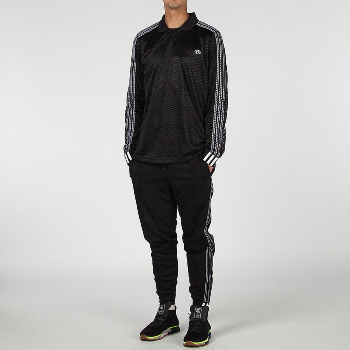 ADIDAS ORIGINALS BY ALEXANDER WANG MESH LONG SLEEVE POLO / BLACK 