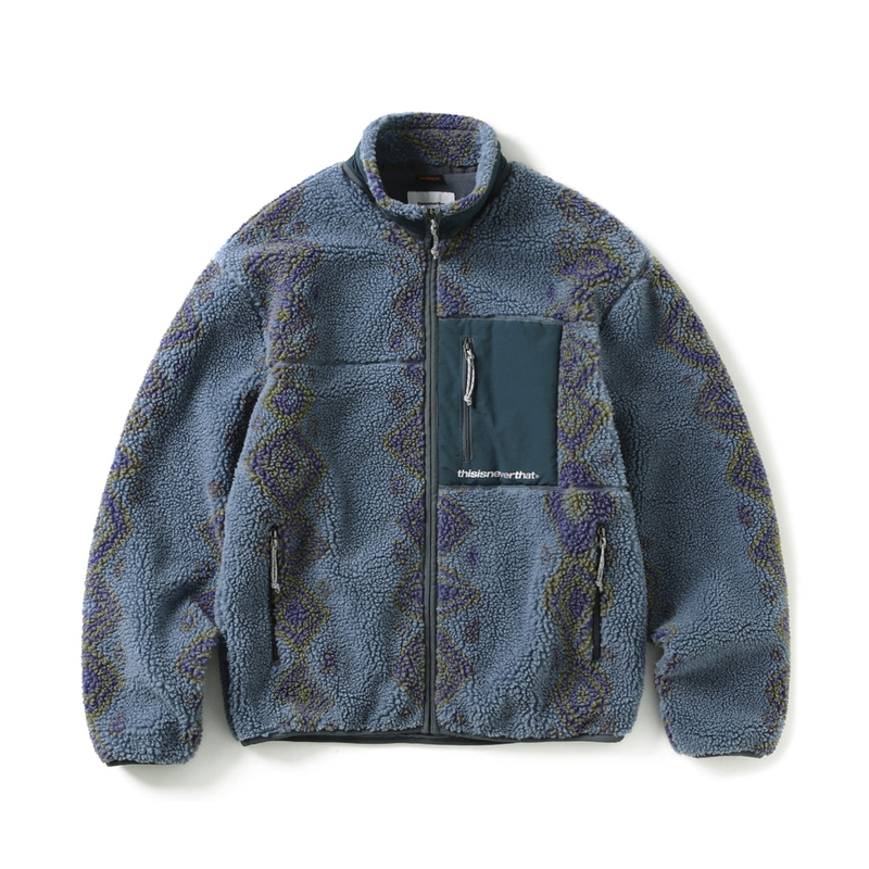 ThisIsNeverThat SP Sherpa Fleece Jacket - Dusty Blue | Garmentory