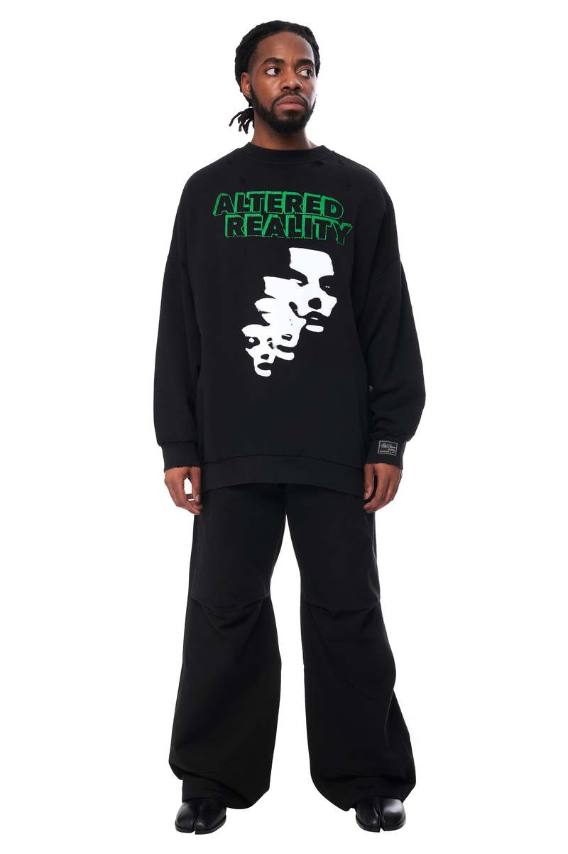 RAF SIMONS Altered Reality Print Crewneck Sweatshirt | Garmentory