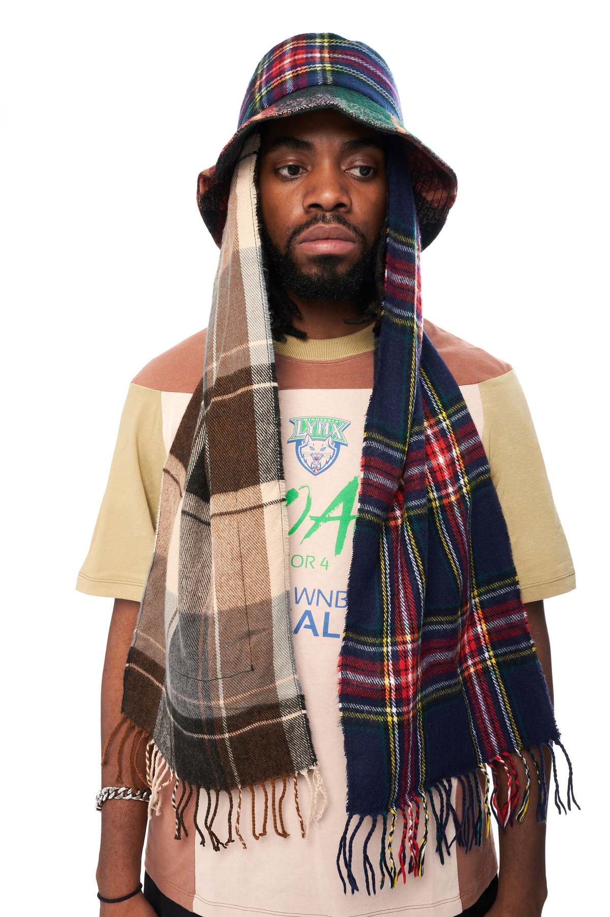 MARINE SERRE Clashing Tartans Bucket Scarf Hat Garmentory