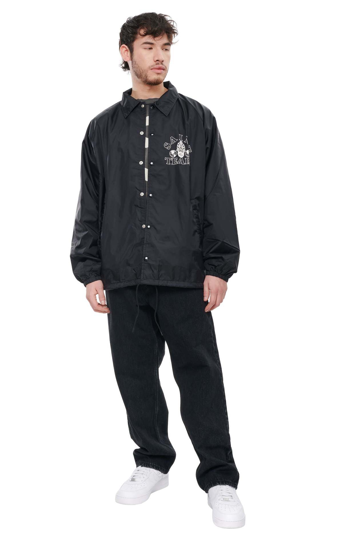 新品 SAINT MICHAEL DENIM TEARS コーチジャケット Saint Michael Denim Tears Coach Jacket - Black | Garmentory