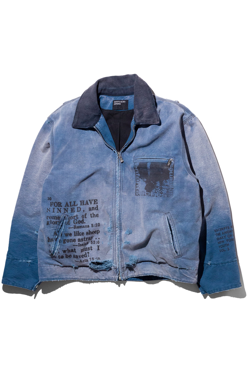 Enfants Riches Déprimés Distressed Canvas Work Jacket - Black/Blue