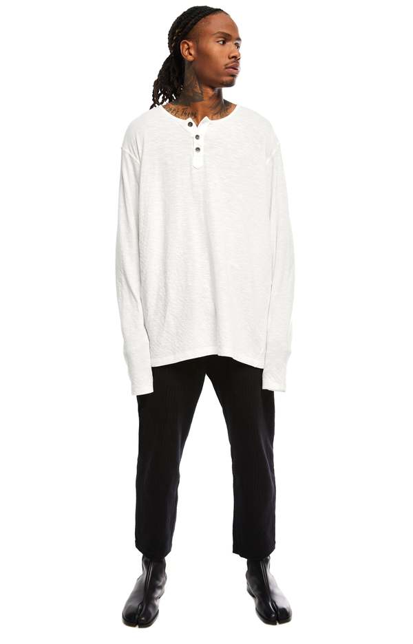 greg lauren Henley Top - Ivory | Garmentory