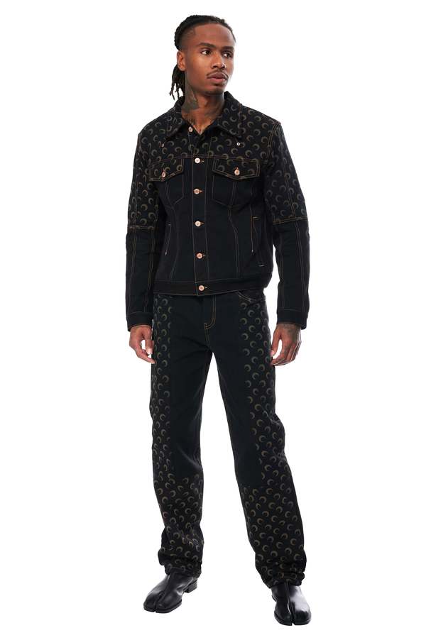MARINE SERRE Moon Denim Jacket - black | Garmentory