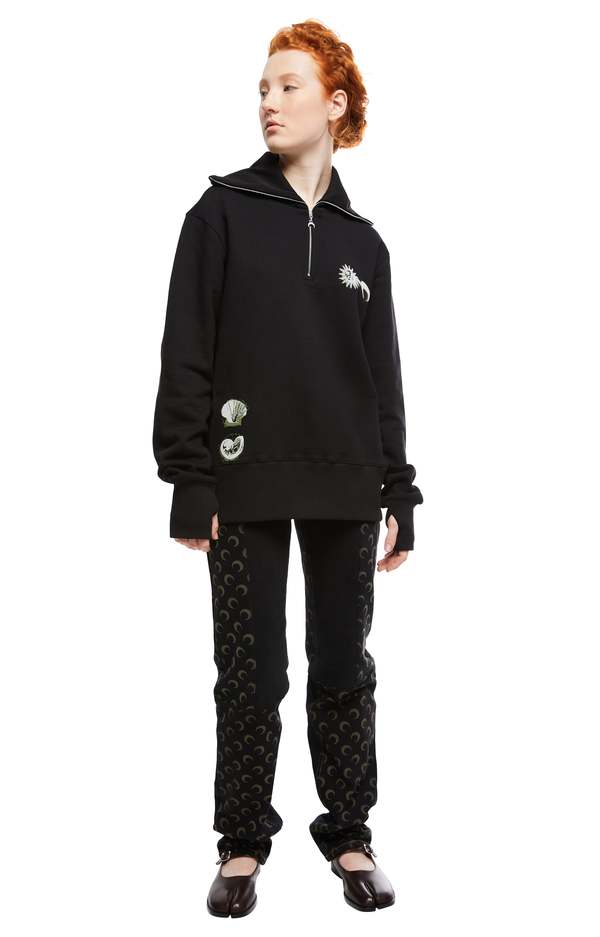 MARINE SERRE Ouroboros Print Half Zip Sweater - black | Garmentory