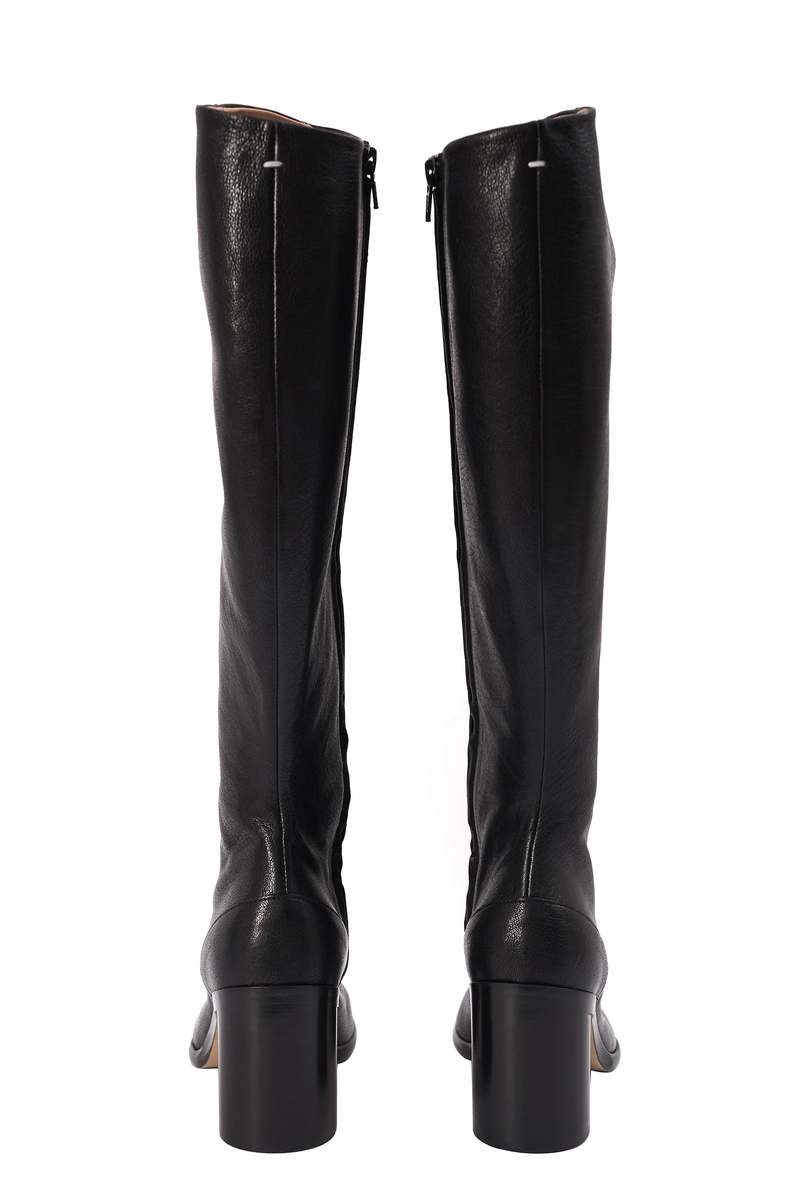 MAISON MARGIELA TABI KNEE HIGH BOOTS ブーツ Women's Black Lambskin Leather Tabi Knee-High Boots