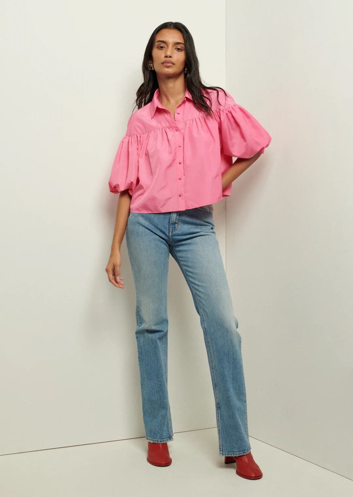 3010106 Pink Balloon Sleeve Shirt
