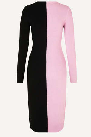 half black half pink dress Black Velvet and Pink Tulle Strapless Ball Gown, Pink Backless Ruffles