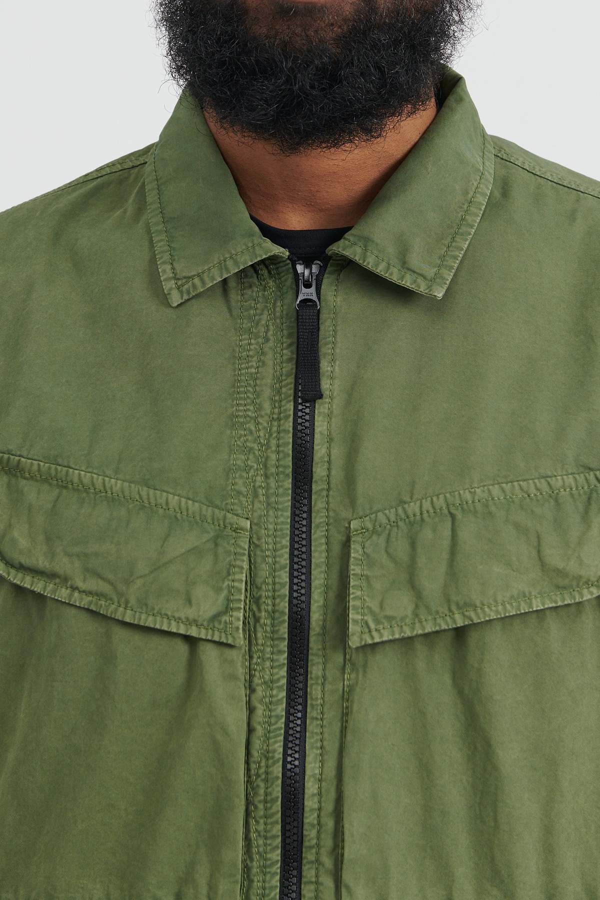 Stone Island Brushed Cotton Canvas Overshirt - Olive | Garmentory