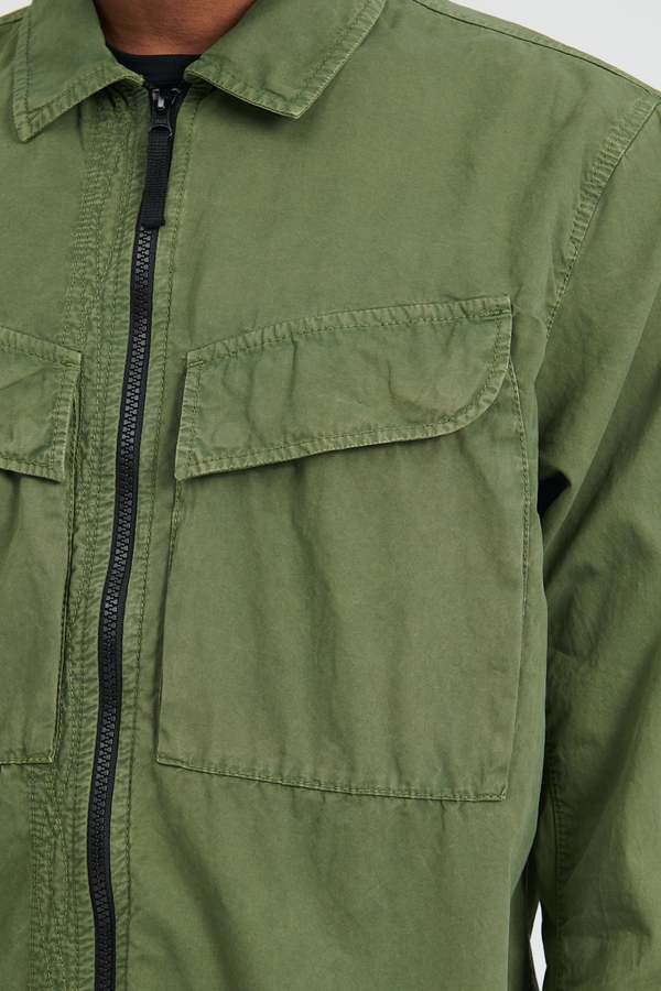 Stone Island Brushed Cotton Canvas Overshirt - Olive | Garmentory