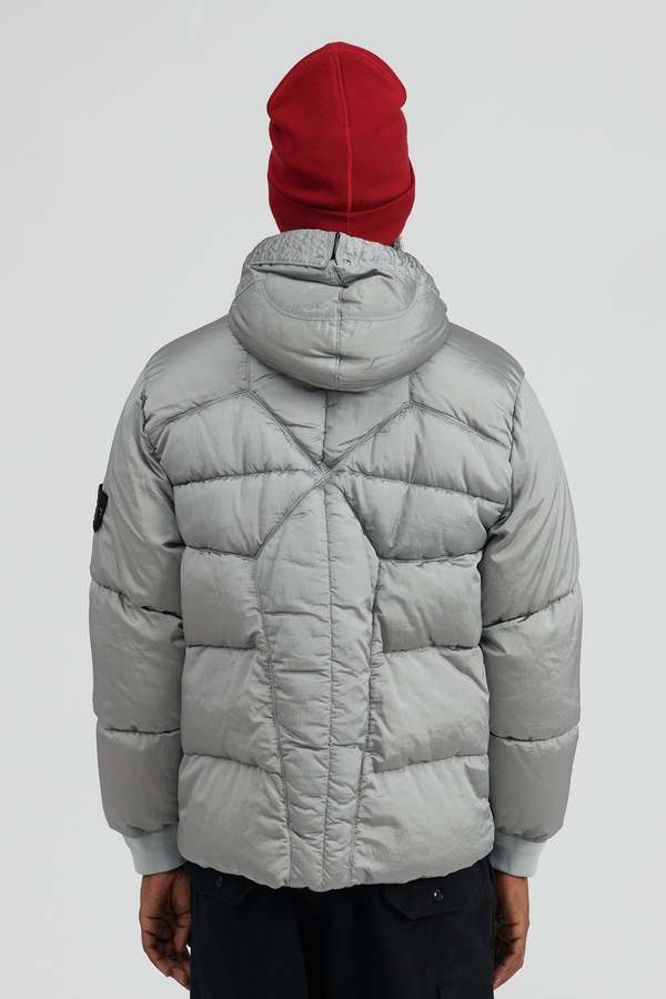 Stone Island Nylon Metal in Econyl Hooded Down Jacket - Pearl Grey