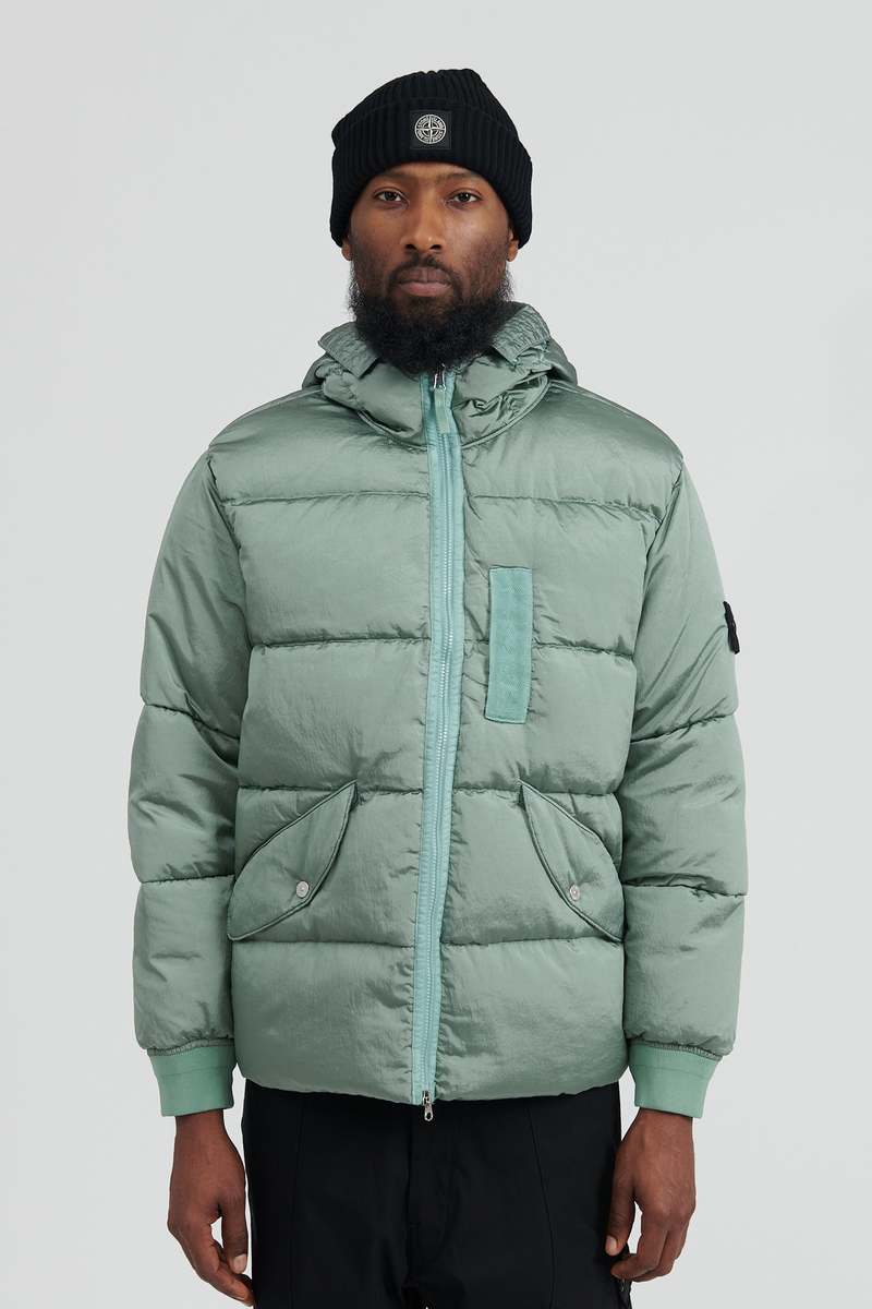 Stone Island Nylon Metal in Econyl Hooded Down Jacket Sage