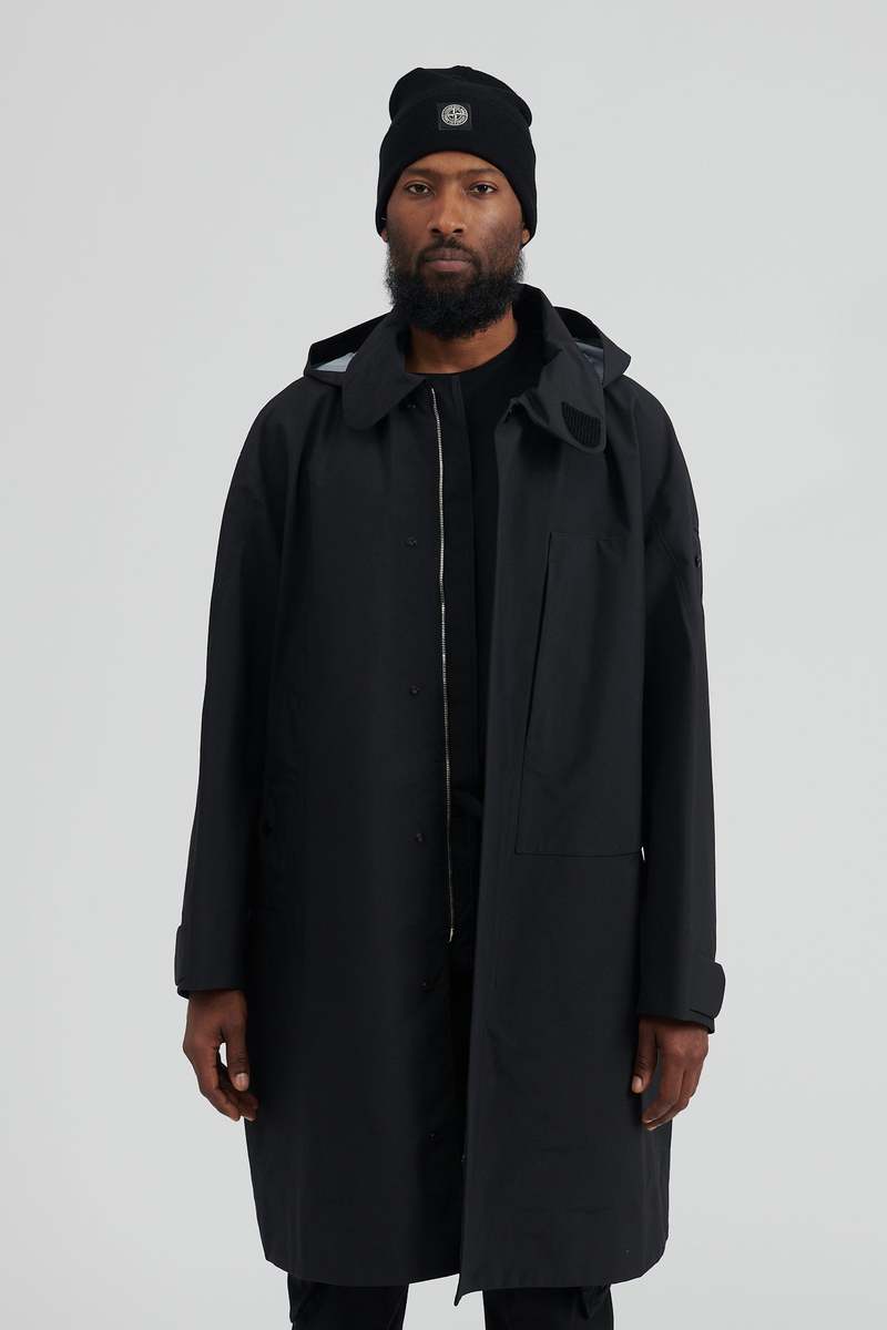 Stone Island Gore Tex Opaque R Nylon Long Trench Coat - Black