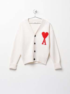 Ami Adc Cardigan - Off White/Red | Garmentory