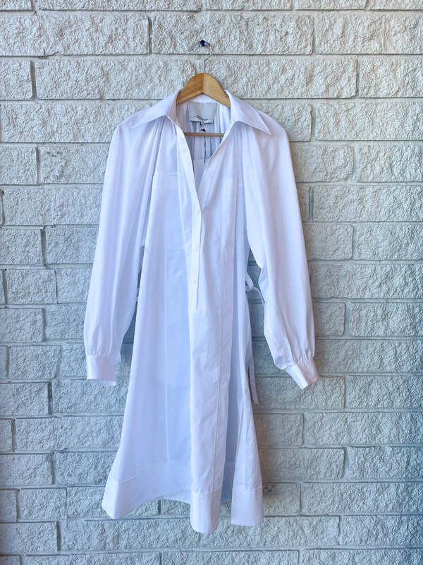 3.1 Phillip Lim Shirred Puff Sleeve Classic Poplin Shirt Dress | Garmentory 3.1 Phillip Lim Shirred Puff Sleeve Classic Poplin Shirt Dress | Garmentory