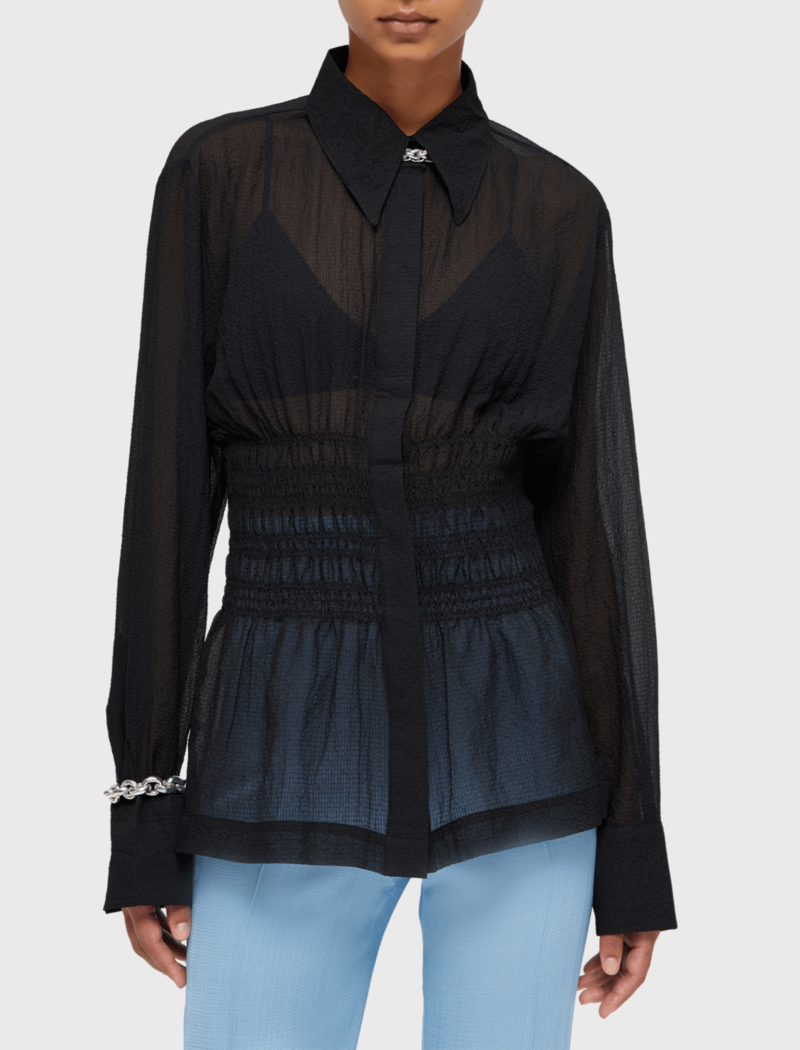 Rhe Smocked Waist Blouse - Black