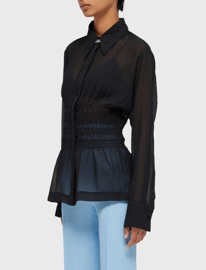 Rhe Smocked Waist Blouse - Black