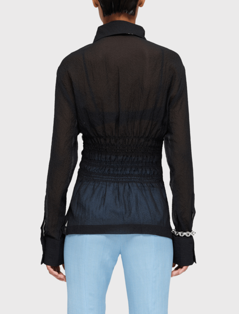 Rhe Smocked Waist Blouse - Black
