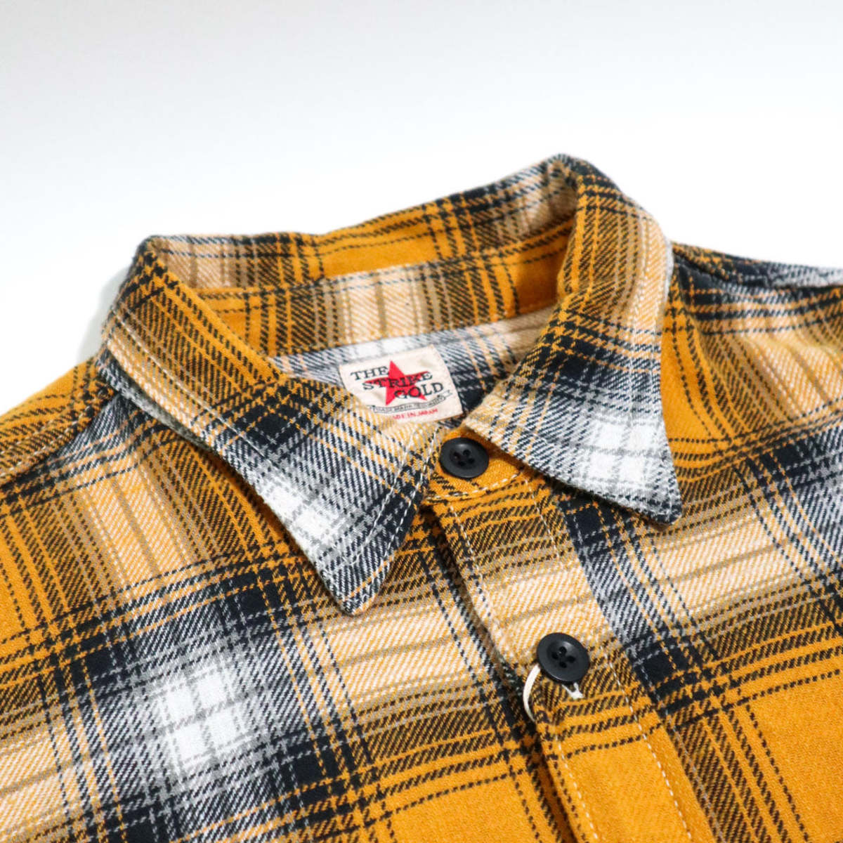 Strike Gold Brushed Flannel Check Nel Work Shirt - Yellow