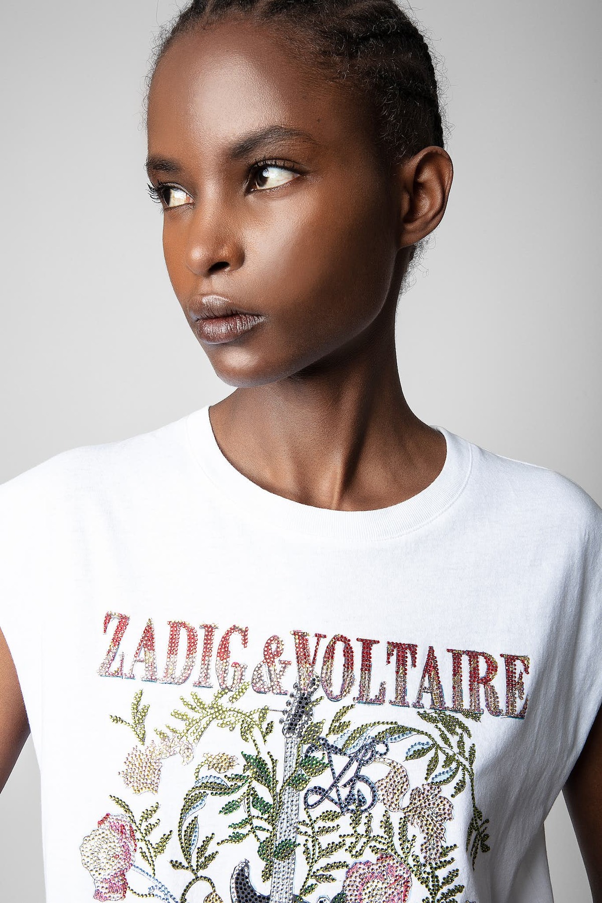 Zadig & Voltaire Cecilia Guitar Strass T Shirt White Garmentory