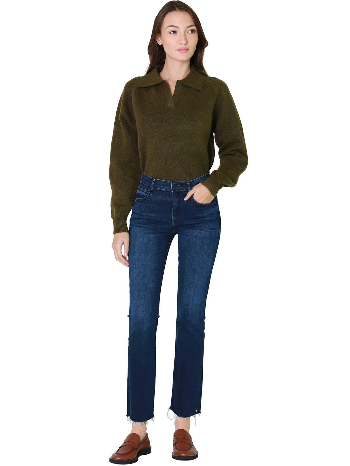 デニム・ジーパン Mother The Rascal Ankle Snippet Blue Cotton Jeans MOTHER The Rascal Ankle Snippet Jeans | Shopbop