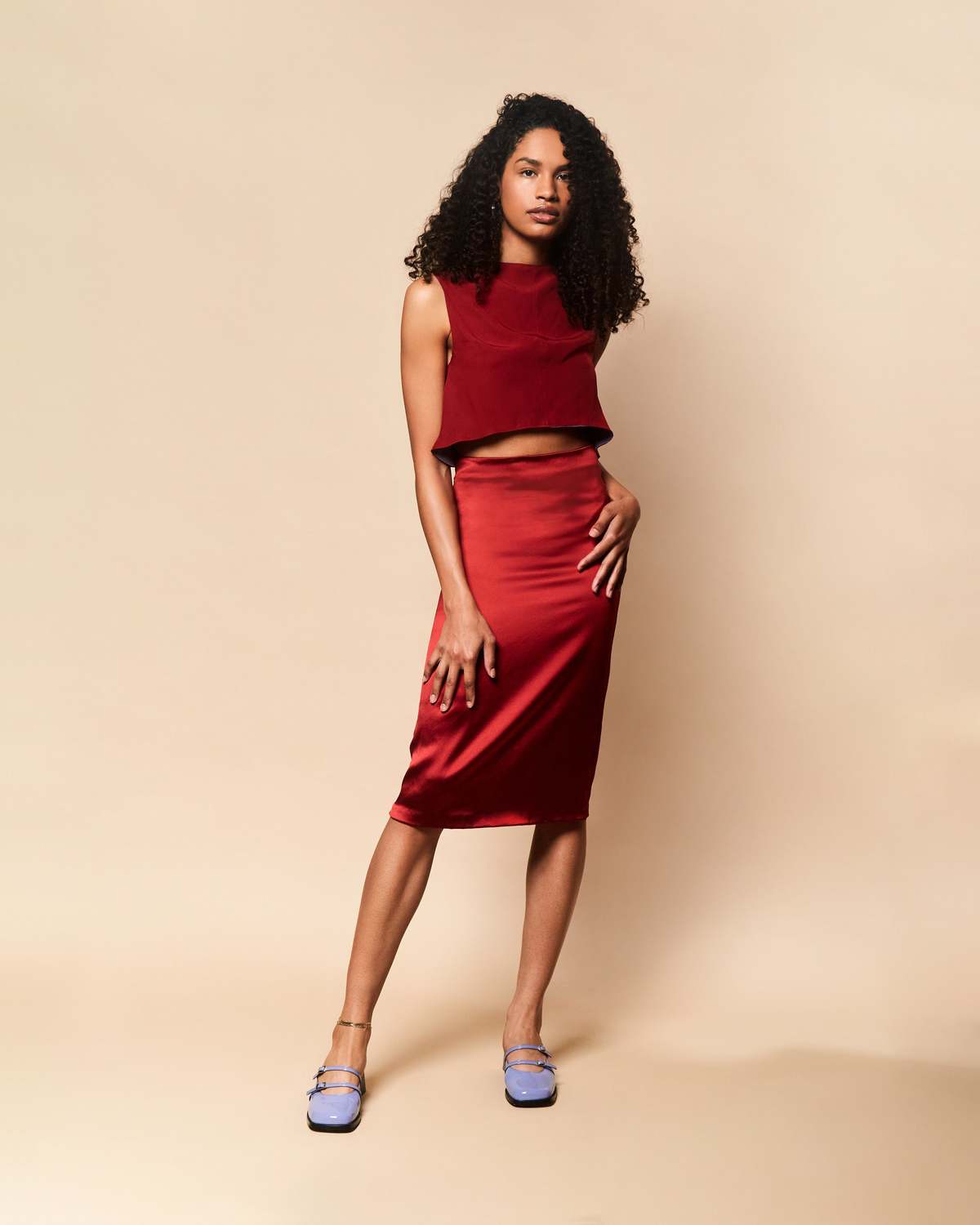 Leigh NY Toni Zipper Slit Skirt - Chili - Image 1 of 4