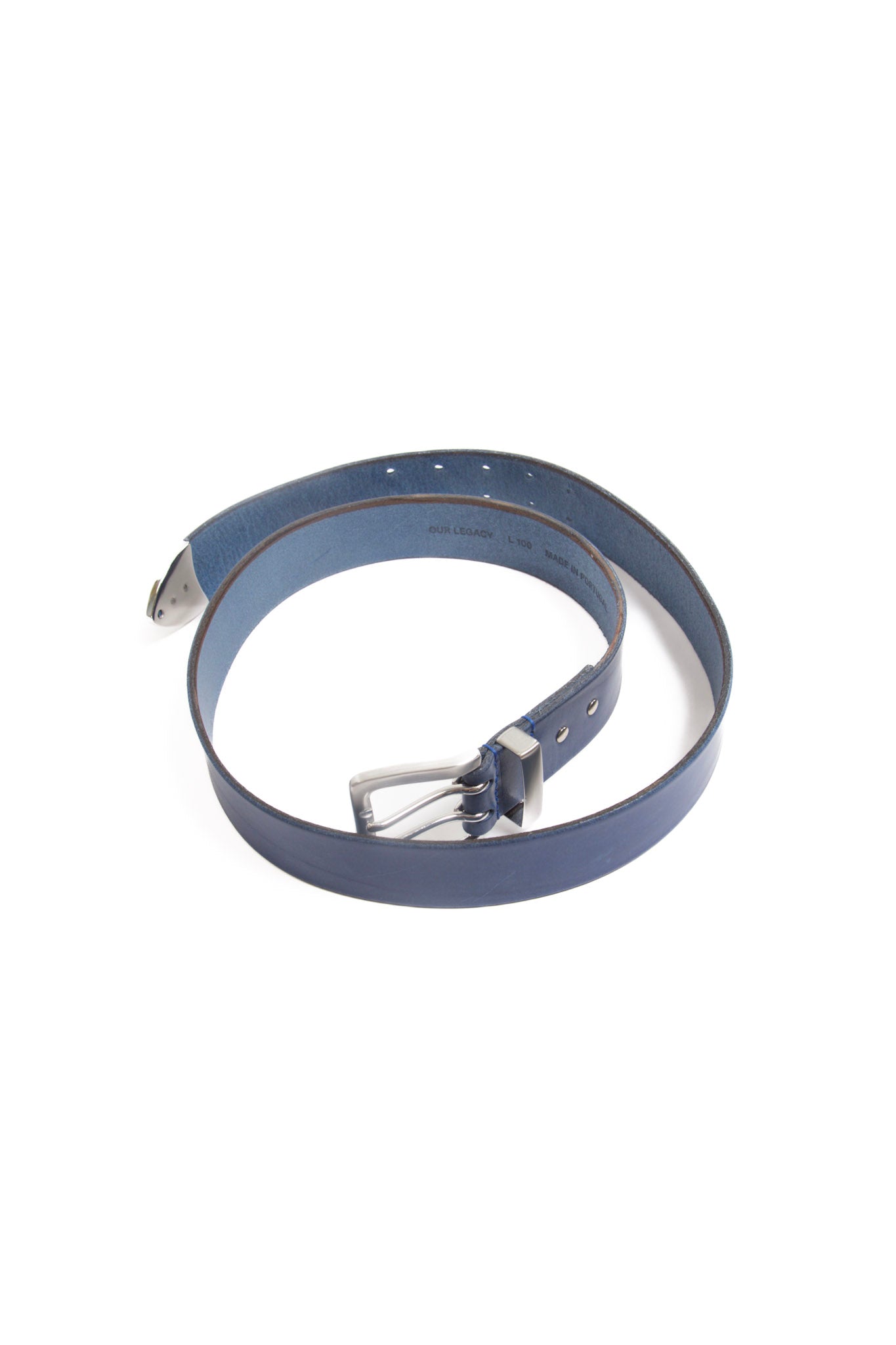 K*u様 OUR LEGACY DOUBLE TONGUE BELT BLUE Our Legacy Double Tongue Leather Belt - Blue | Garmentory