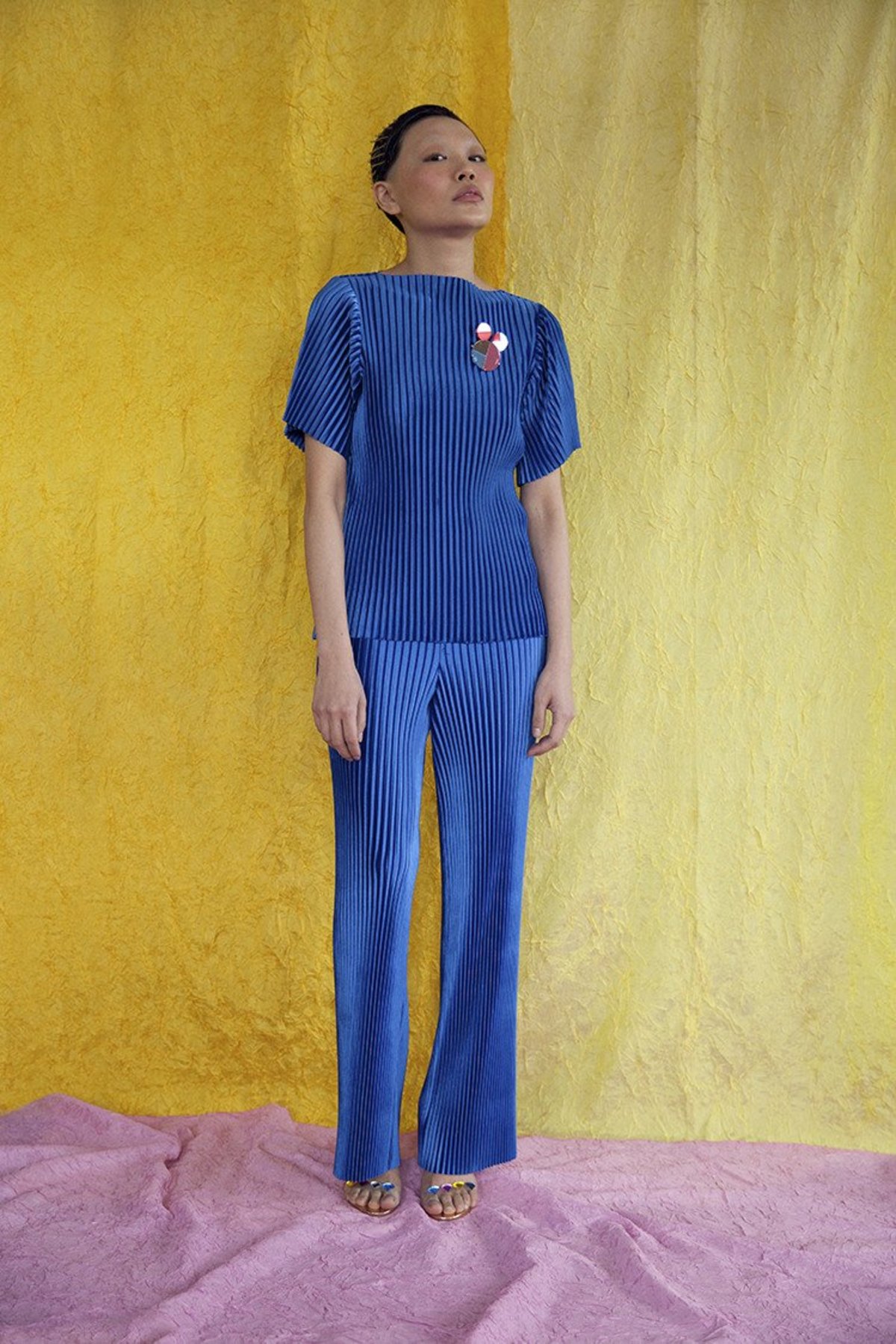 Kitty Joseph Velvet Pleated Trousers - Blue - Image 7 of 7