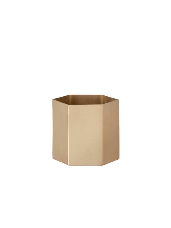 Ferm Living Small Hexagon Pot - Brass Ferm Living Small Hexagon Pot - Brass