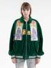 RICHGAINER EMBROIDERY PATCHWORK VELVET JACKET - GREEN - Thumbnail 1