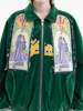 RICHGAINER EMBROIDERY PATCHWORK VELVET JACKET - GREEN - Thumbnail 2