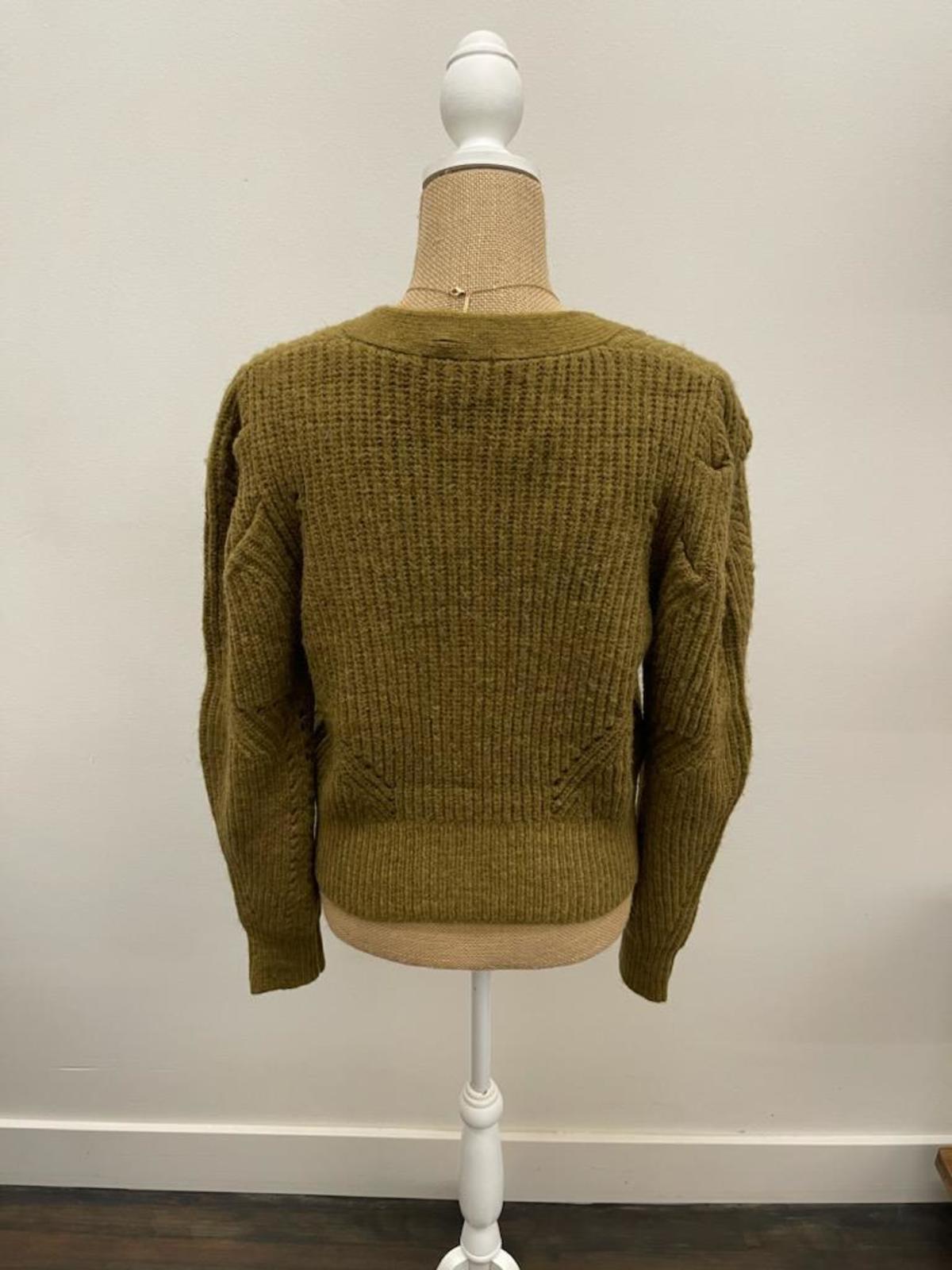 Moon River Knitted Button Up Cardigan - Olive - Image 3 of 4