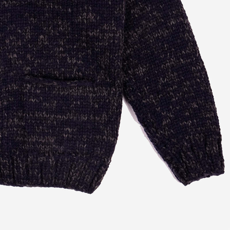 FAIZ T.S. Field Wool Knit Cowichan Sweater - Navy Speckled