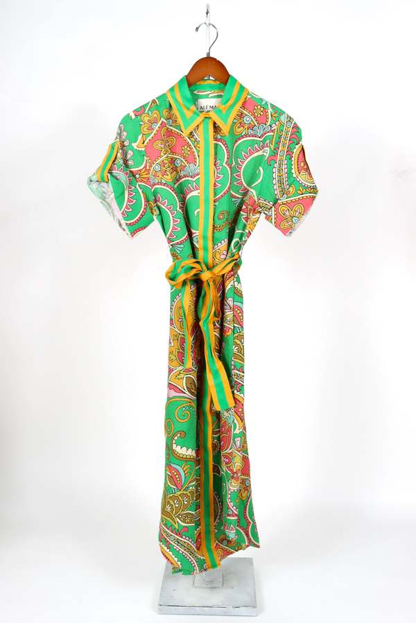 long green christmas dress Alemais Olivia Shirt Dress Green Print Size 8