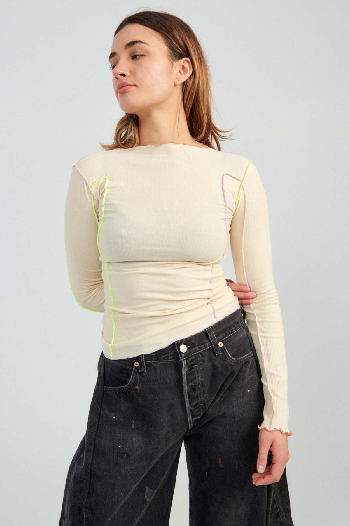 【Baserange】OMATO LONG SLEEVE COTTON RIB Omato Long Sleeve Tee in Assortment | Fine organic cotton