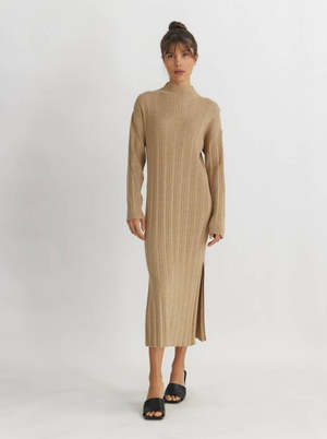all row Long Sleeve Marie Dress - Khaki | Garmentory