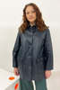 1972 Desa Reversible Quilted Leather Coat - Blue Crystal/Black - Thumbnail 3
