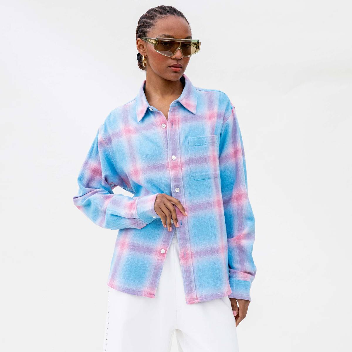 美品 stussy HELLSHIRE PLAID SHIRT ネル シャツ Stussy Hellshire Plaid Shirt - Blue | Garmentory