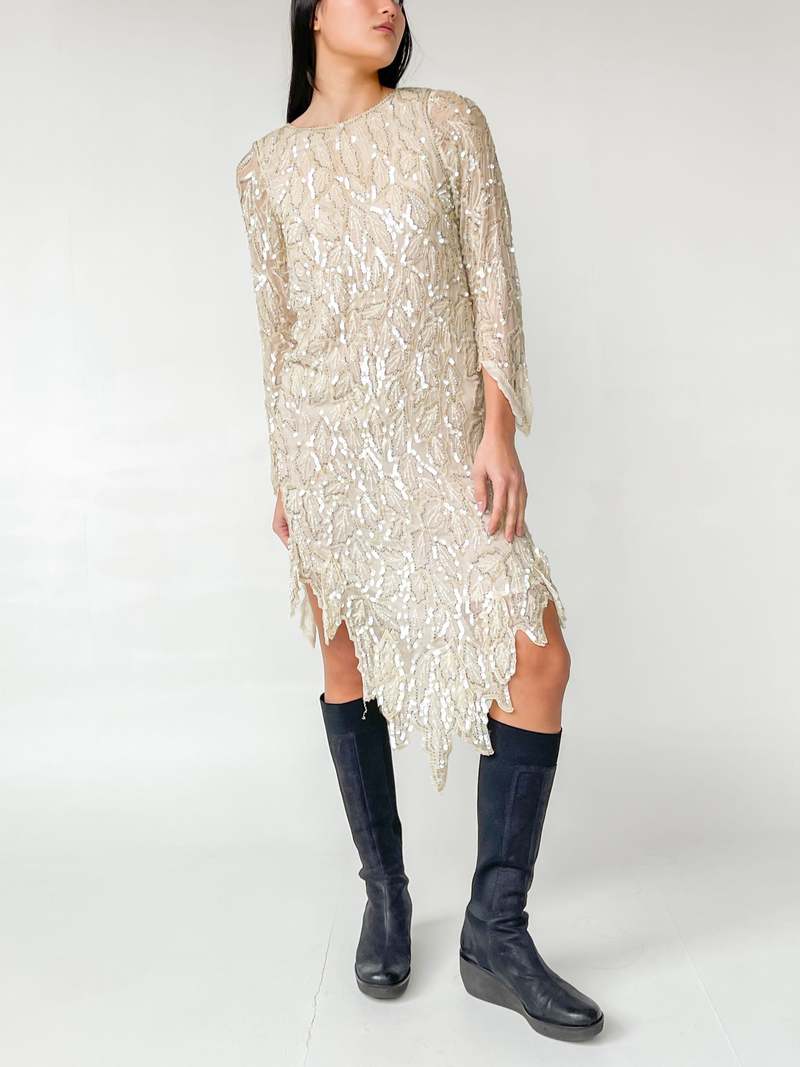 xscape beaded sheath dress Vintage Scala Beaded Silk Gown Black White Dress – Jubilee Thrift