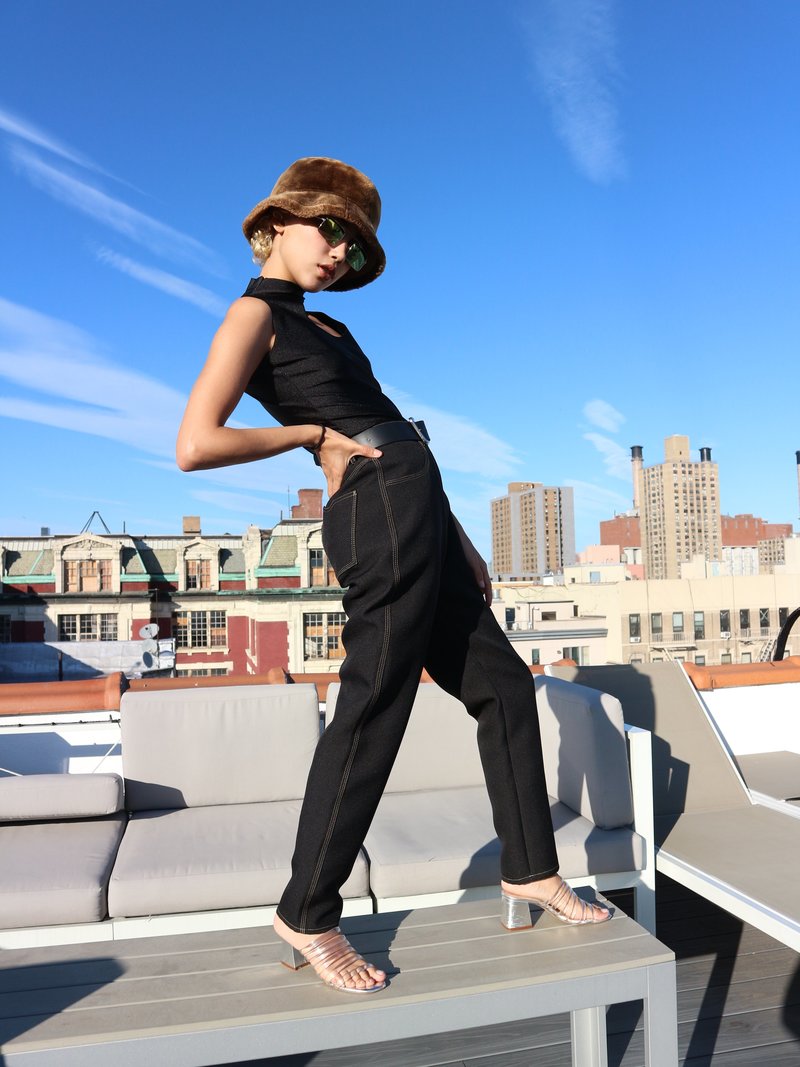Nanushka Contrast Stitch Trousers - Black Nanushka Contrast Stitch Trousers - Black