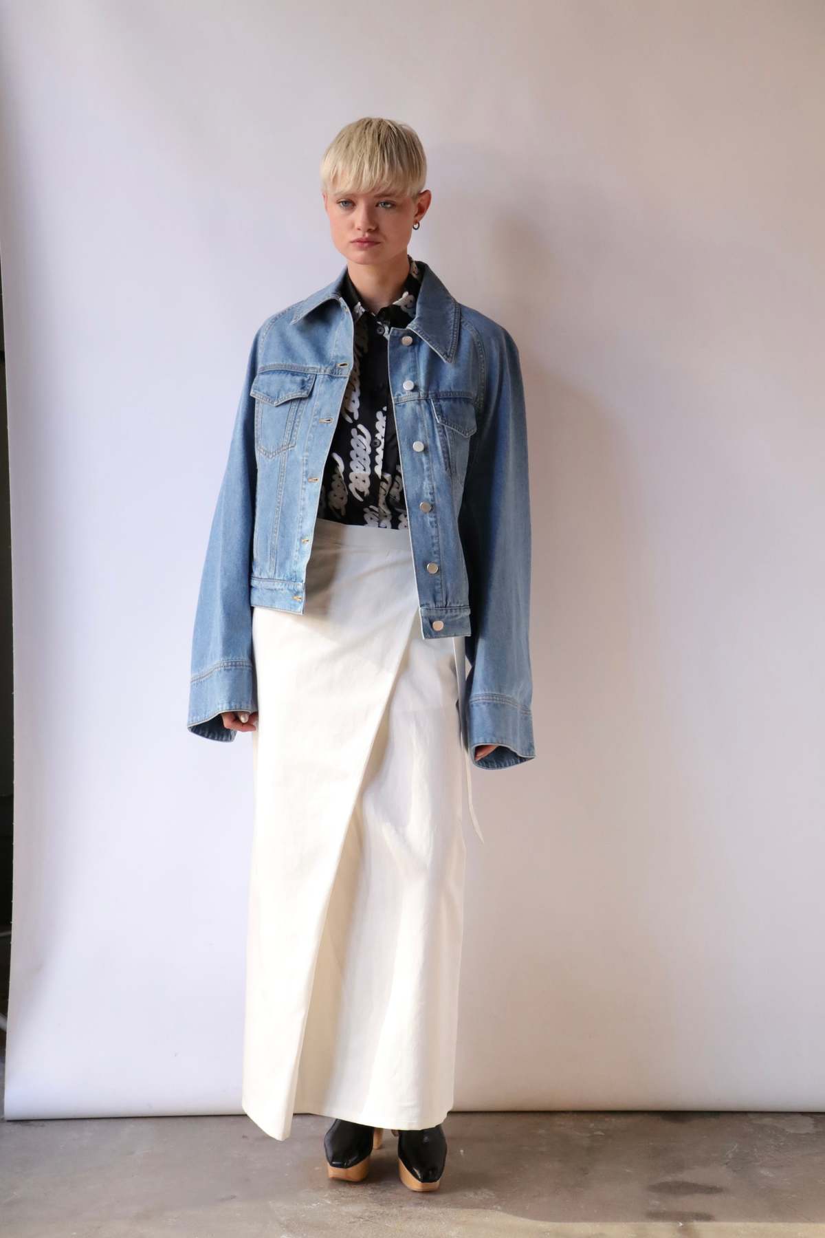 Christian Wijnants Janik Denim Jacket - Light Blue Denim | Garmentory