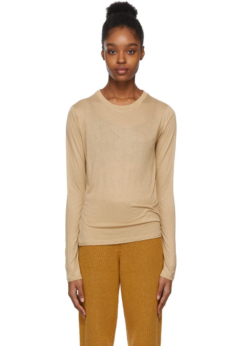 新品 BASERANGE バンブー Tシャツ ベージュ 長袖 トップス 大人気 バンブーTシャツ ベージュ baserange ベースレンジ Baserange