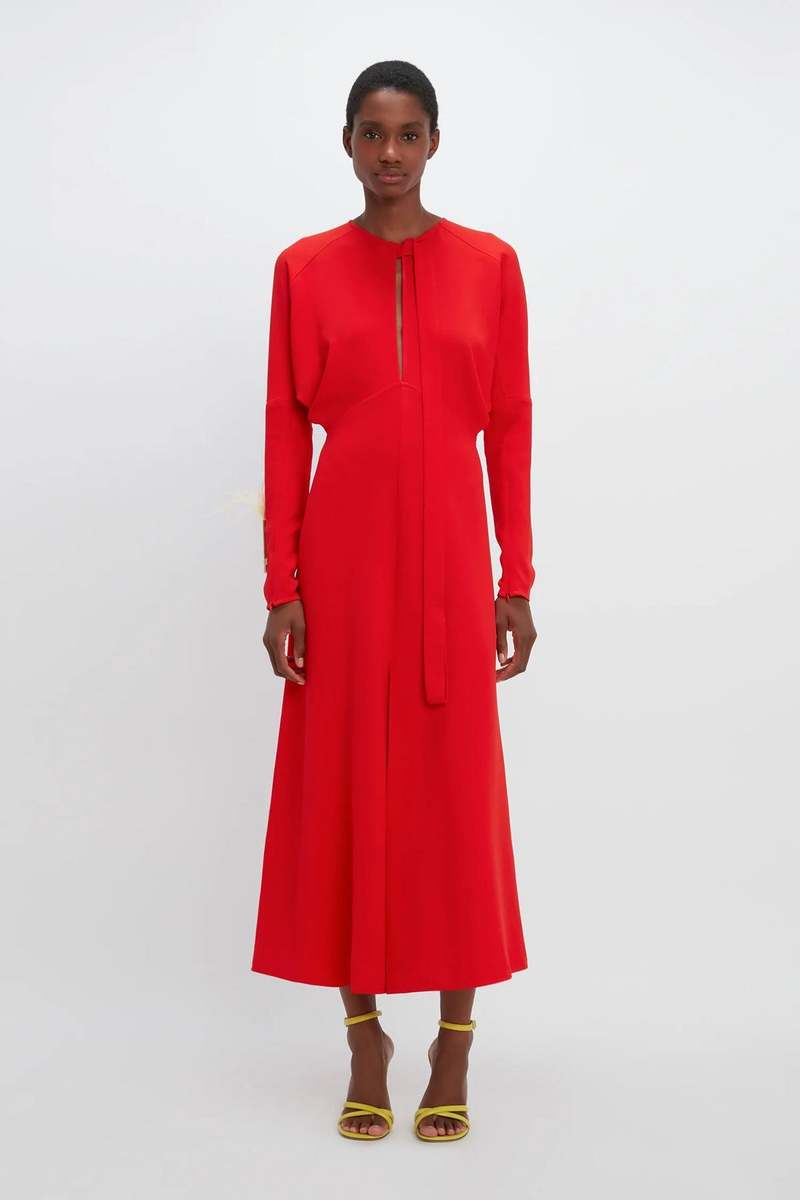 ワンピース VICTORIA BECKHAM CUT OUT DETAIL RED DRESS Victoria Beckham Cutout Midi Dress — UFO No More