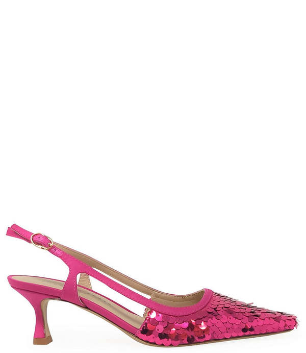 Roberto Festa Siviglia Sequin Slingback Heels - Fuchsia