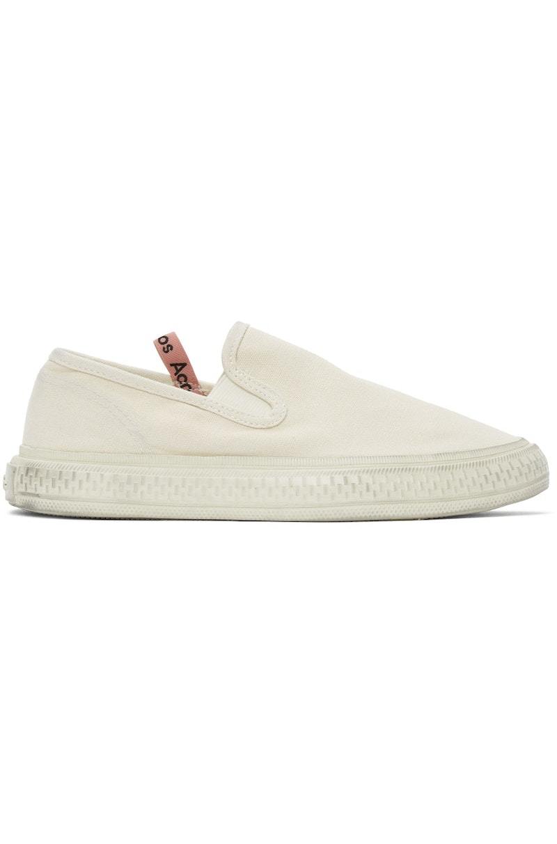 Acne Studios Canvas Slip-On Sneakers White/Off White Garmentory