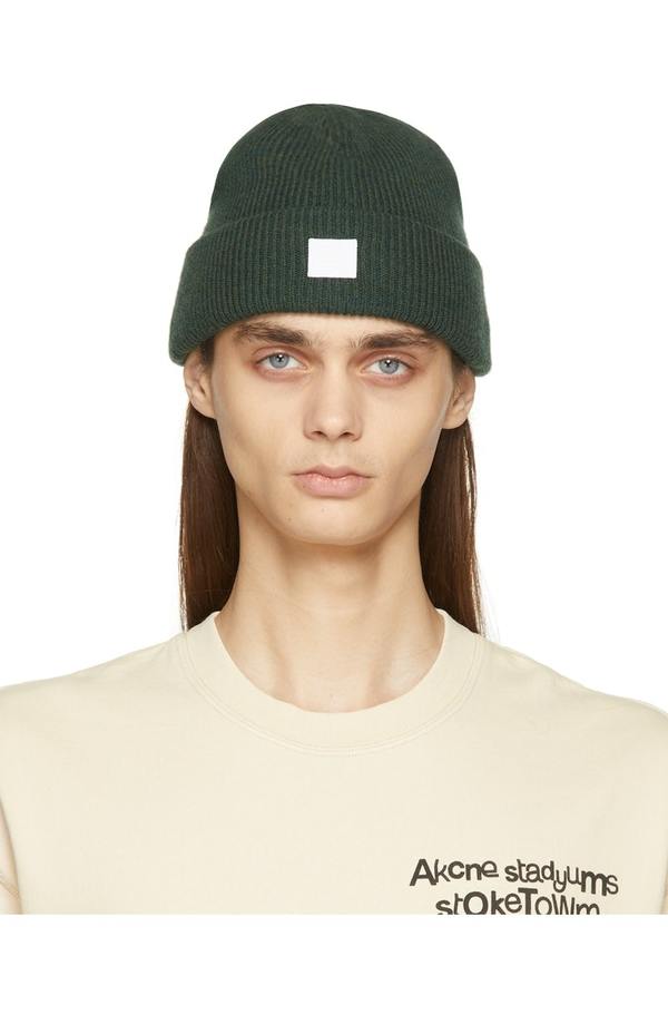 Acne Studios Olive Green Wool Blend Beanie Acne Studios Green Wool Beanie Acne Studios main image 4