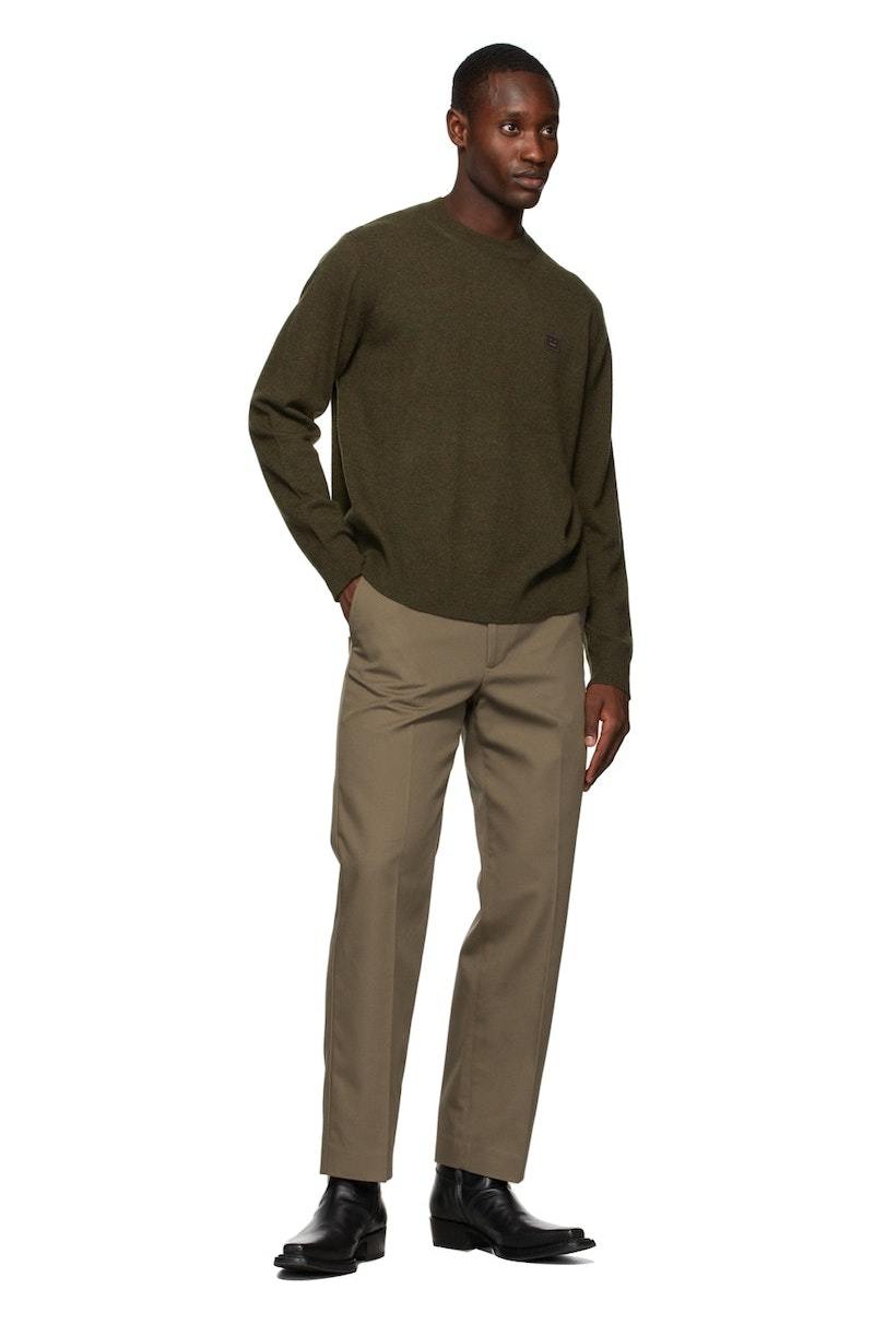 Acne Studios カーキ トレーナー Acne Studios Crewneck Sweater - Dark Khaki Melange | Garmentory
